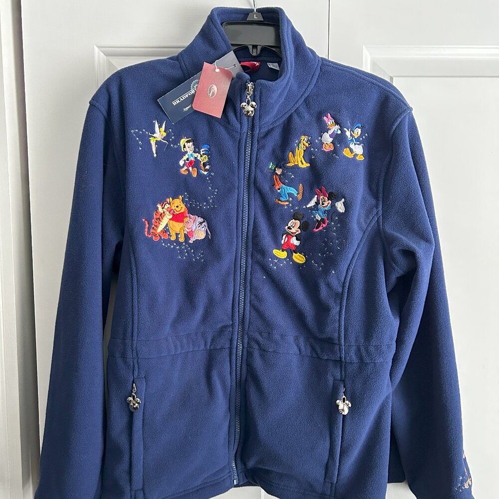 VINTAGE Disney Bradford Exchange Jacket Women’s Blue Embroidered Fleece (LARGE)